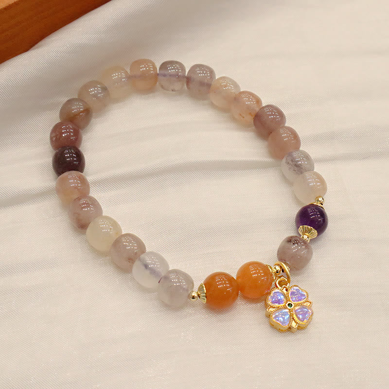 KarmaRipple's Authentic Purple Golden Silk Jade Violet Flower Bead Talisman Wealth Bracelet p4