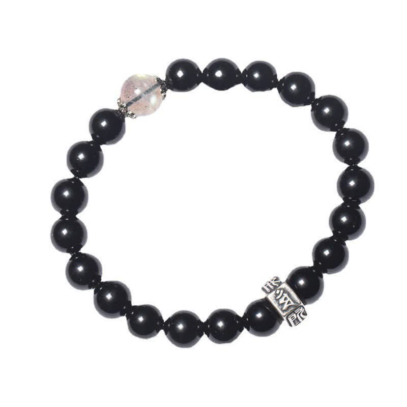 KarmaRipple's Chinese Zodiac Natal Buddha 925 Sterling Silver Black Obsidian Moonstone Strength Bracelet p19