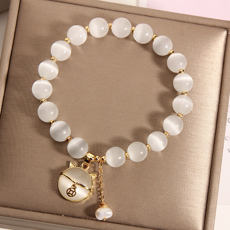 KarmaRipple's Cat's Eye Lovely Cat Pattern Pearl Love Talisman Bracelet p1