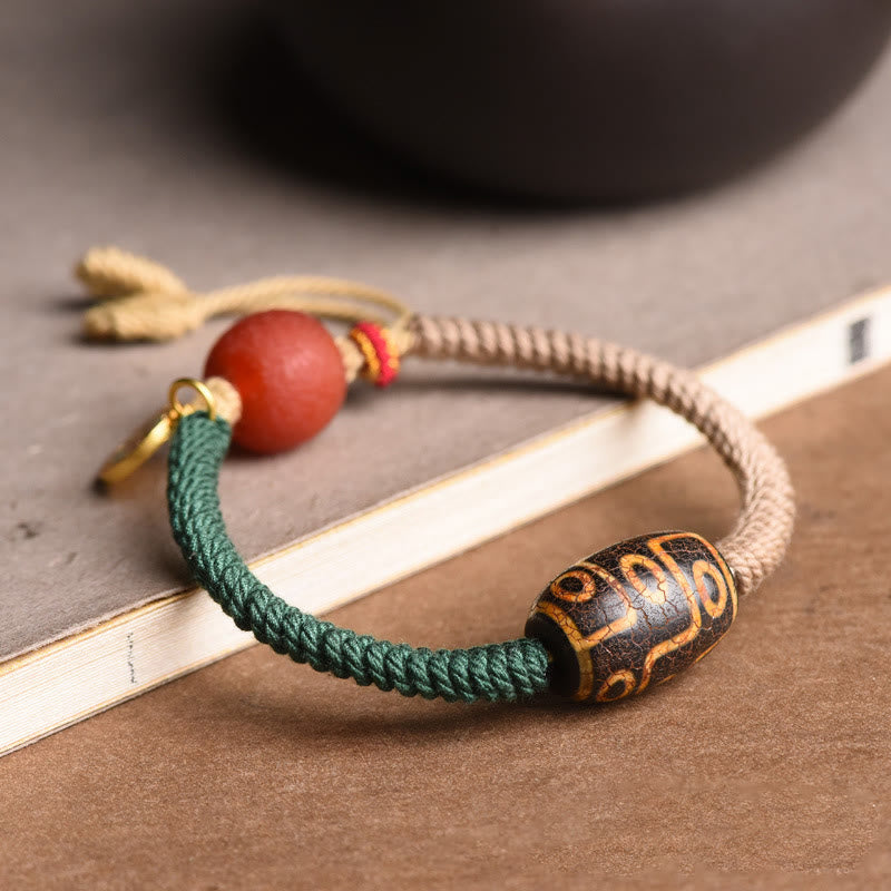 KarmaRipple's Handmade Tibetan Nine-Eye Dzi Bead Wealth Rope Bracelet p3