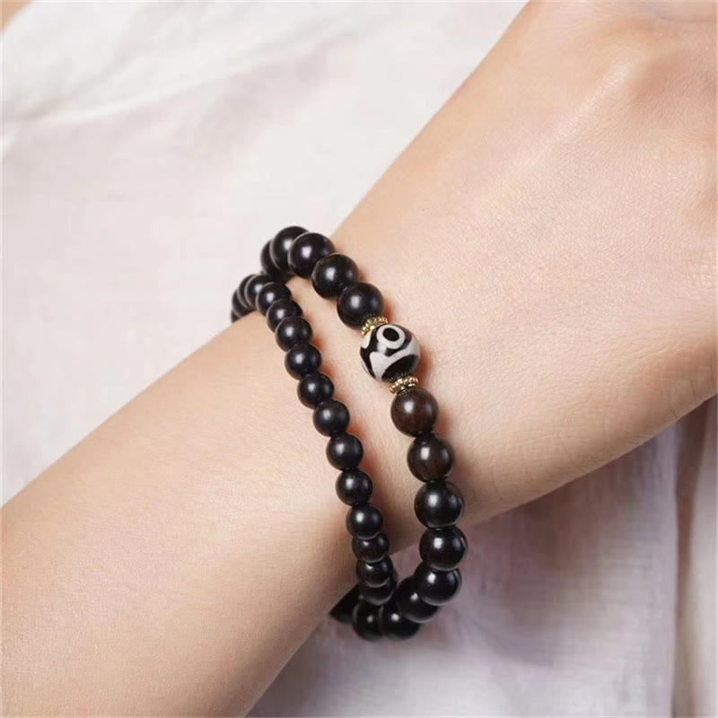 KarmaRipple's Tibet Ebony Wood Dzi Bead Balance Double Wrap Bracelet p6
