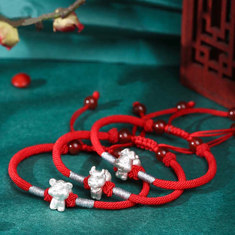 KarmaRipple's 999 Sterling Silver Chinese Zodiac Fortune Strength Red String Bracelet p18