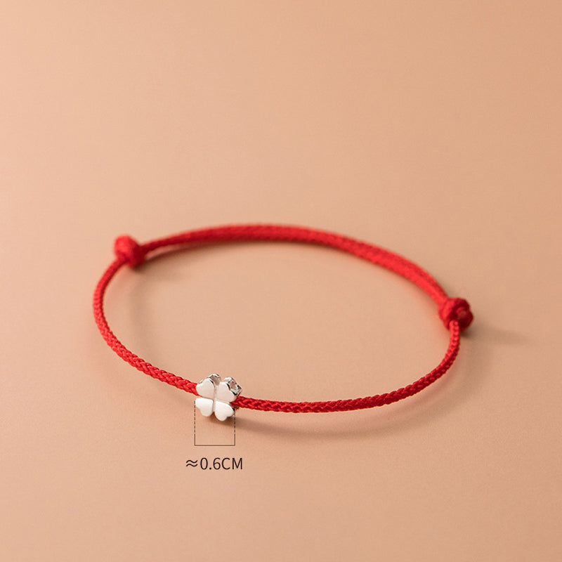 KarmaRipple's 925 Sterling Silver Four Leaf Clover Red Rope Bracelet p5