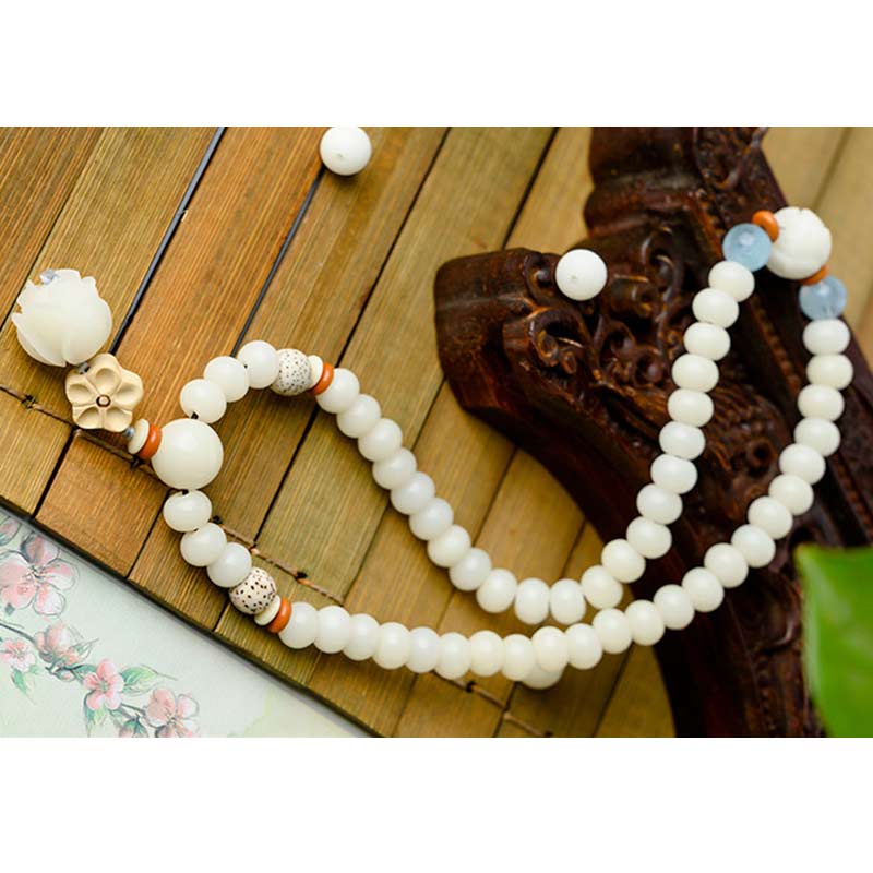 KarmaRipple's Tibetan Ivory Jade Bodhi Lotus Blessing Bracelet p4