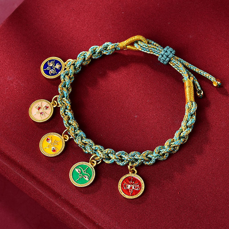 KarmaRipple's Handmade Tibetan Multicolored Rope Five God Of Wealth Fortune Braid Bracelet p2