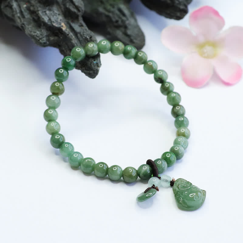 KarmaRipple's Laughing Buddha Cyan Jade Balancing Bracelet p2