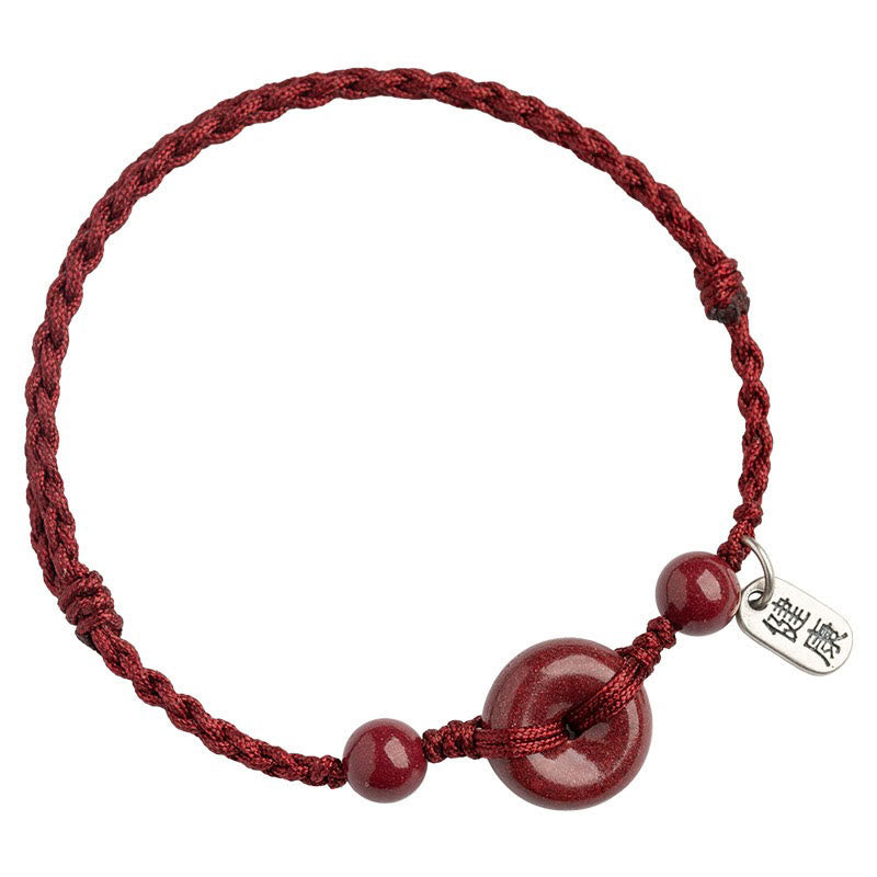 KarmaRipple's Handmade Cinnabar Peace Buckle Safe and Healthy Talisman Blessing String Bracelet Anklet p14