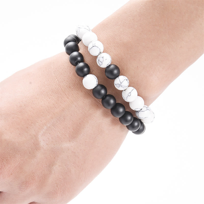 KarmaRipple's 2pcs Authentic Frosted Stone Ivory Turquoise Bead Pair Bracelet p5