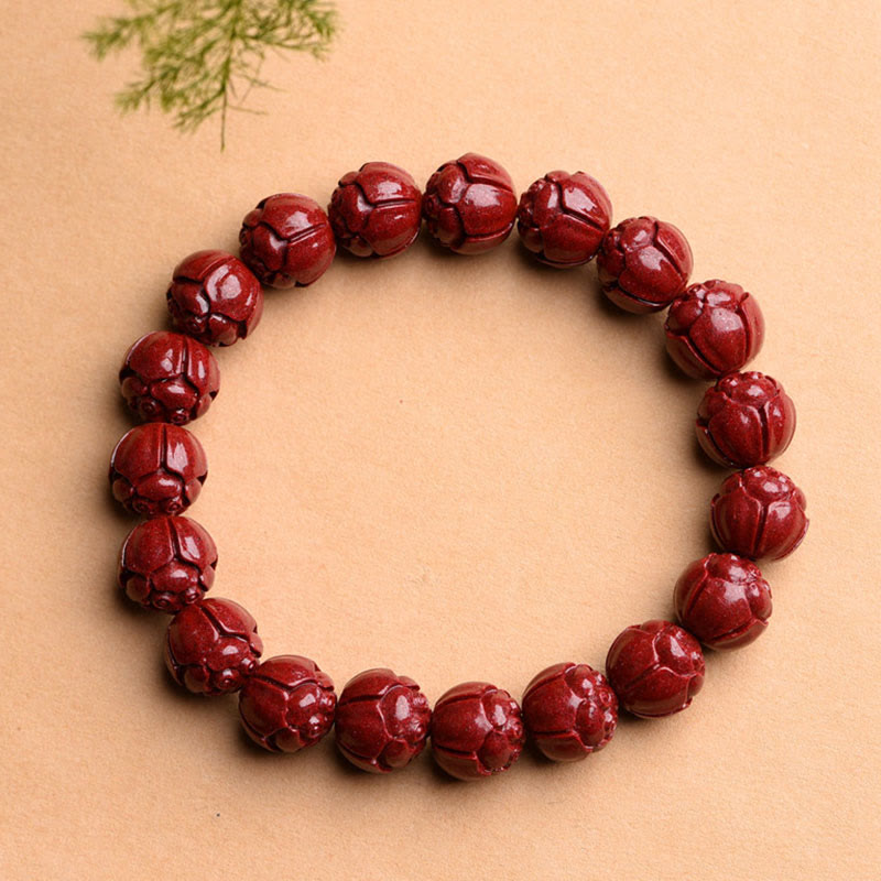 KarmaRipple's Authentic Cinnabar Om Mani Padme Hum Fret Pattern Lotus Blessing Bracelet p20