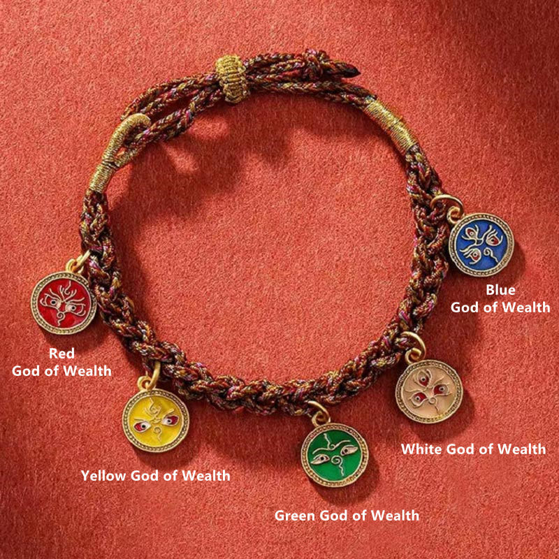 KarmaRipple's Tibetan Five God Of Wealth Thangka Fortune Braid String Bracelet p6