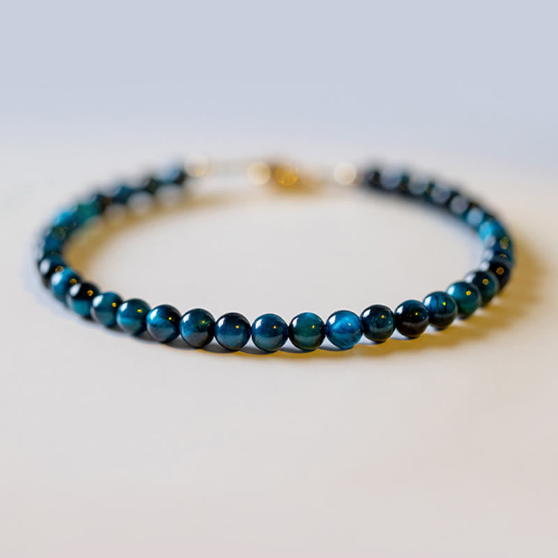 KarmaRipple's Authentic Blue Tiger Eye Stone Protection Chain Bracelet p12