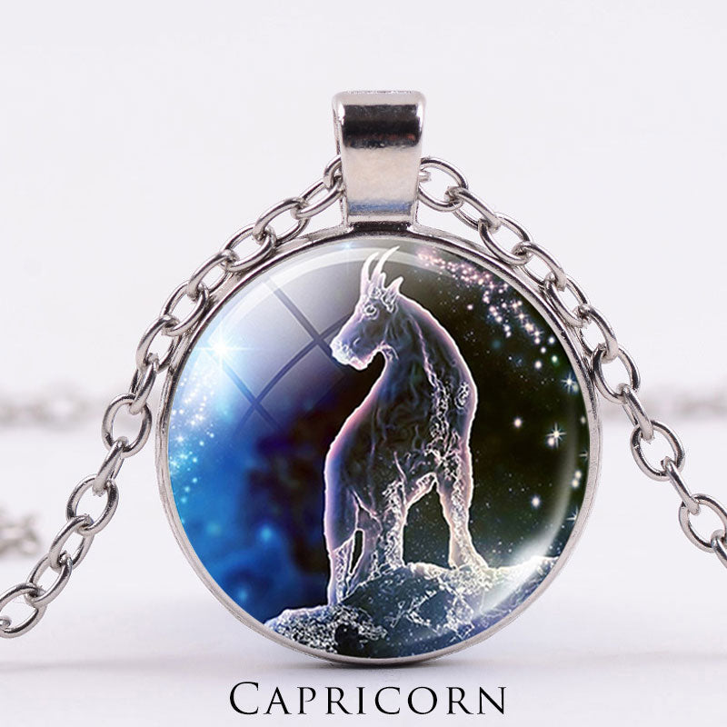KarmaRipple's 12 Constellations of the Zodiac Moon Starry Sky Protection Blessing Pendant Necklace p61
