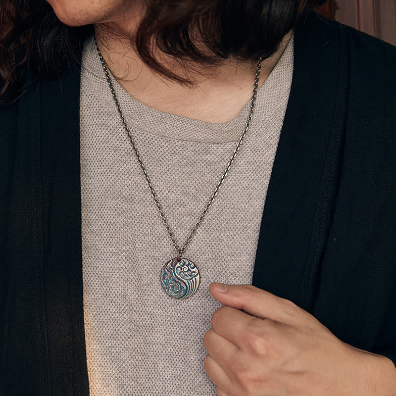 KarmaRipple's 990 Sterling Silver Yin Yang Water and Fire Balance Pendant Necklace p10