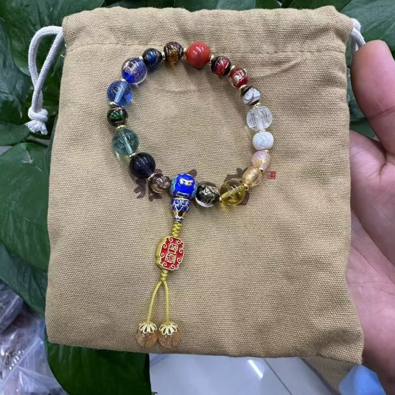KarmaRipple's Tibetan Colorful Incense Ash Liuli Glass Bead Om Mani Padme Hum Dorje Vajra 18 Beadwork Wrist Mala p10
