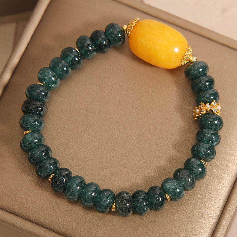 KarmaRipple's Green Jade Abacus Beadwork Topaz Fortune Bracelet p4