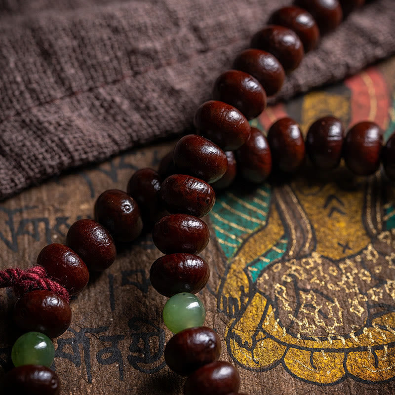 KarmaRipple's Authentic Tibet 108 Mala Beadwork Purple Bodhi Seed Hetian Cyan Jade Bronze Dorje Peace Bracelet p4