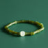Green Bamboo Jade Elastic Bracelet(Wrist Circumference 14-15cm)