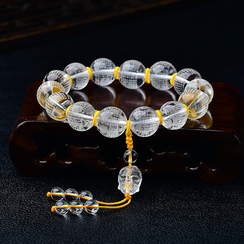 KarmaRipple's Tibet Ivory Gemstone Half Demon Half Buddha Heart Sutra Lotus Balancing Bracelet p1