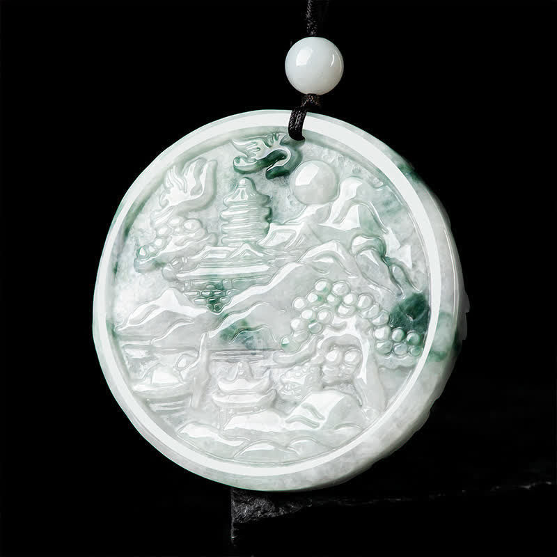 KarmaRipple's Mountain Landscape Jade Abundance String Pendant p3