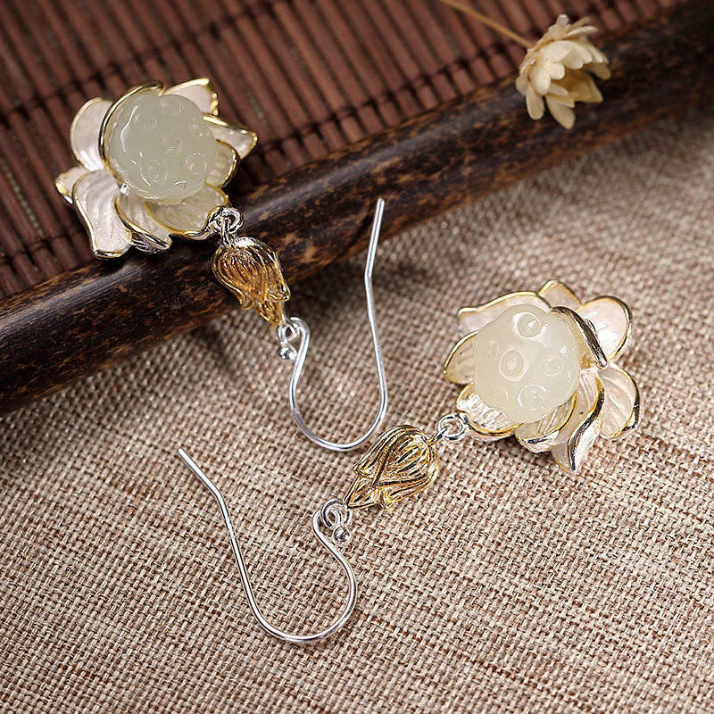 KarmaRipple's Ivory Jade Protection Balance Drop Earrings p8