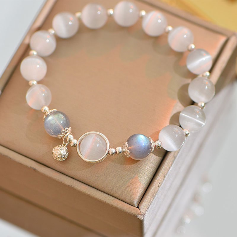KarmaRipple's 925 Sterling Silver Cat Eye Moonstone Love Support Bracelet p8