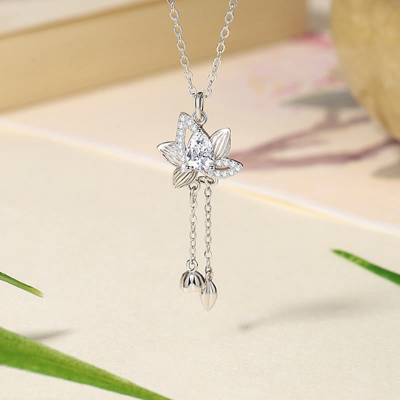 KarmaRipple's 925 Sterling Silver Lotus Zircon Enlightenment Pendant Necklace p14