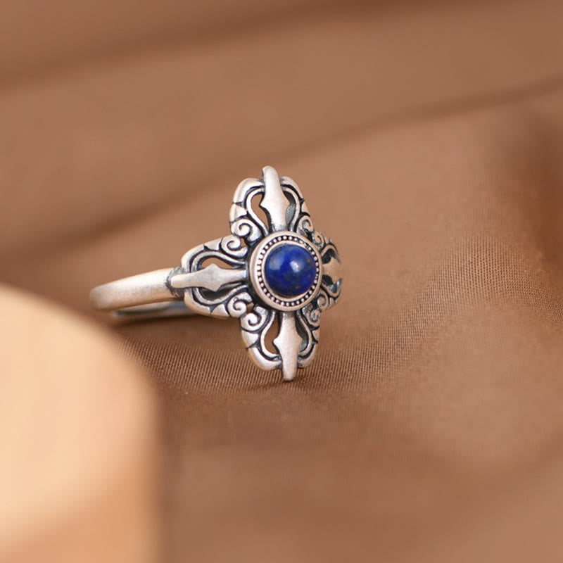 KarmaRipple's Tibet 925 Sterling Silver Authentic Lazurite Positive Adjustable Ring p4