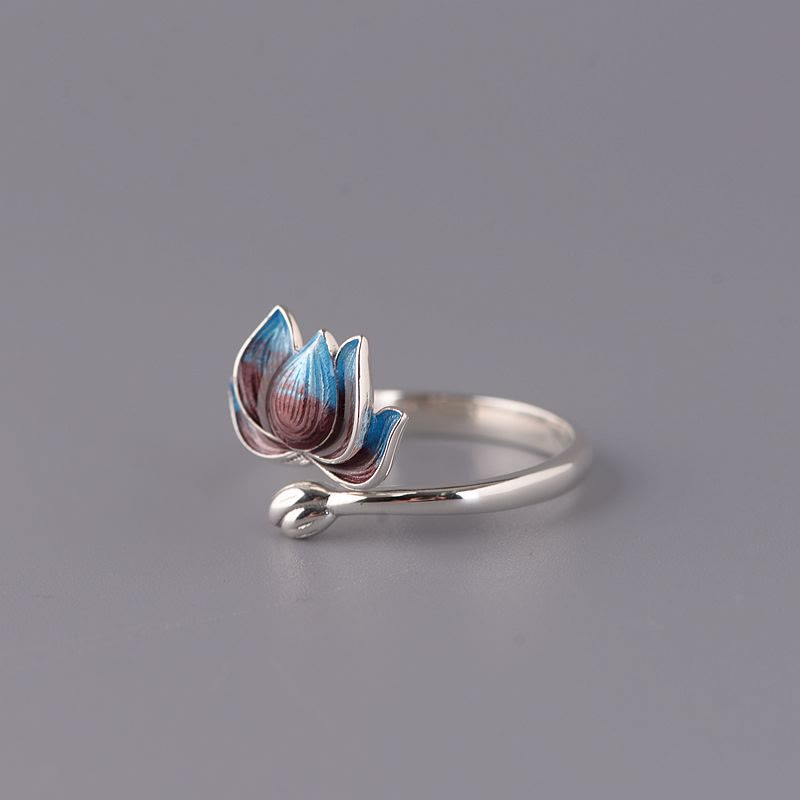KarmaRipple's 925 Sterling Silver Lotus Flower New Beginning Adjustable Ring p3