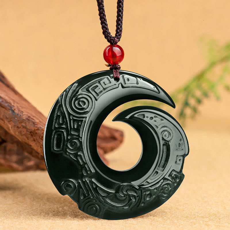 KarmaRipple's One's Fortune Improves Design Patern Authentic Hetian Cyan Jade Success Pendant Necklace p1