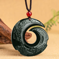 KarmaRipple's One's Fortune Improves Design Patern Authentic Hetian Cyan Jade Success Pendant Necklace