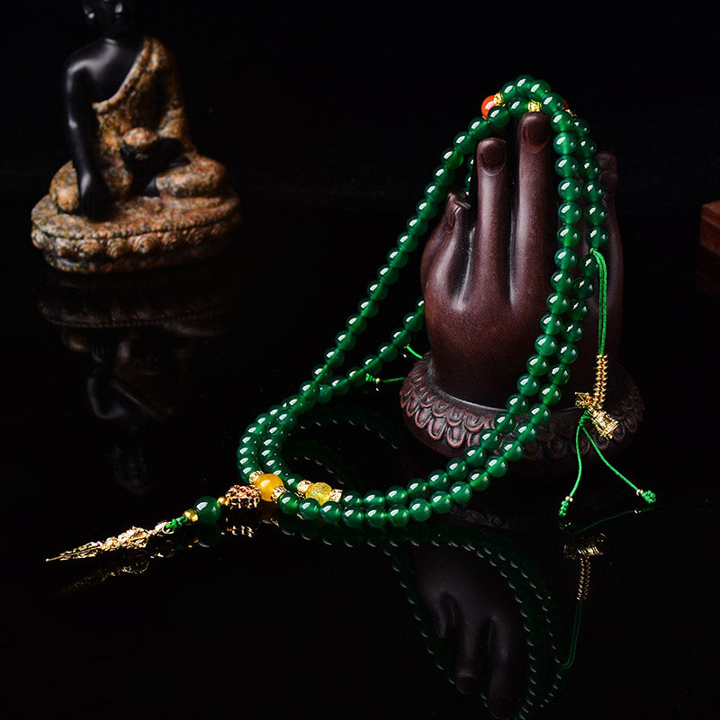 KarmaRipple's 108 Beadwork Authentic Green Agate Success Bracelet Mala p4