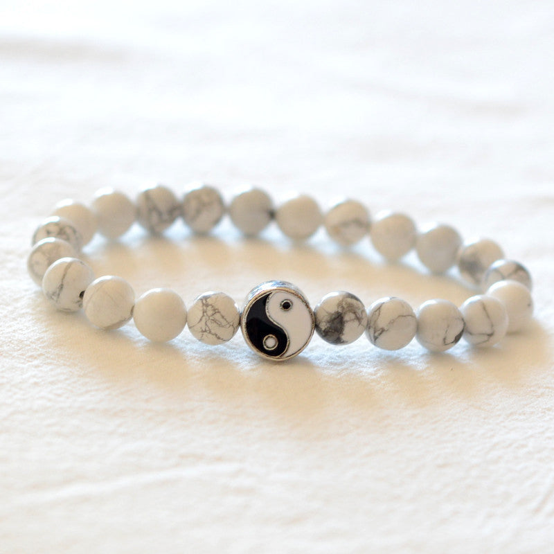 KarmaRipple's 3pcs Authentic Ivory Turquoise Frosted Stone Bead Yin Yang Wealth Bracelet p8