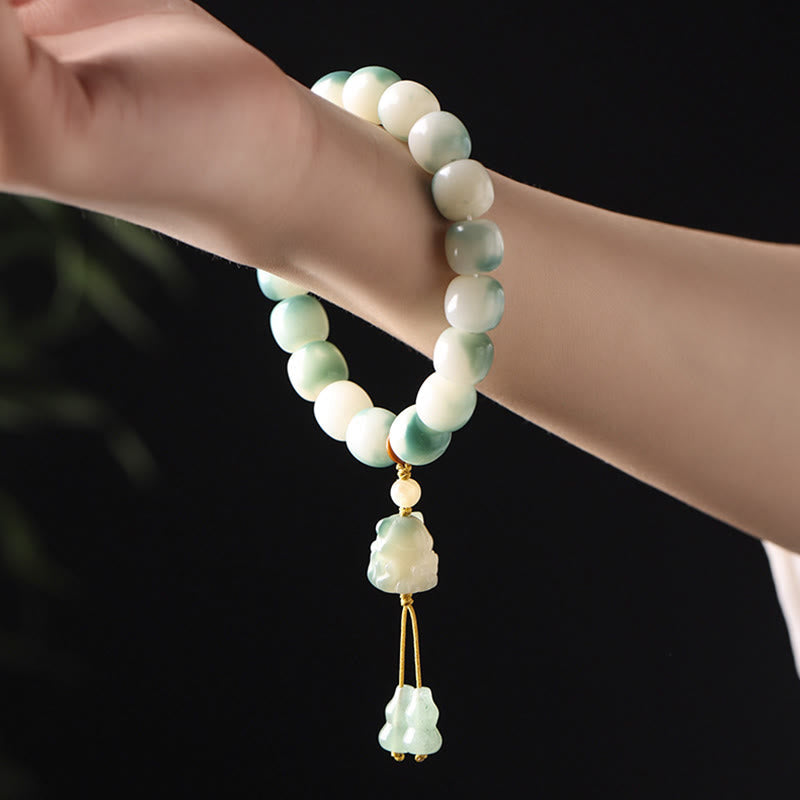 KarmaRipple's Gradient Bodhi Seed Nine Tailed Fox Cat Paw Claw Pine Cone Peace Bracelet p6