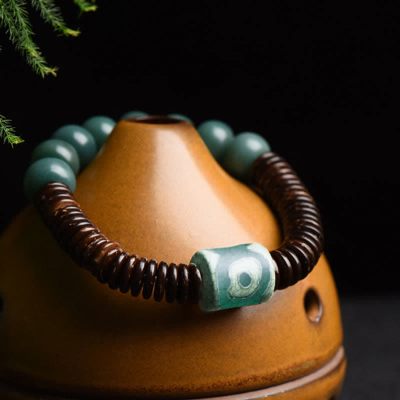 KarmaRipple's Tibetan Cyan Bodhi Seed Dzi Bead Coconut Shell Keep Away Evil Spirits Bracelet p2