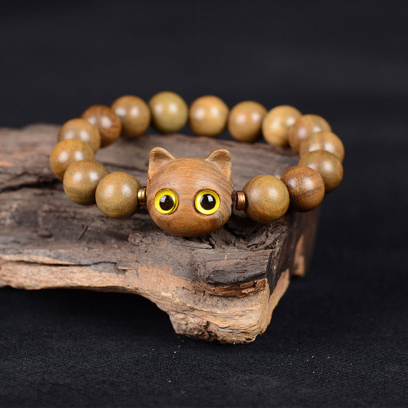 KarmaRipple's Ebony Wood Green Sandalwood Red Sandalwood Lovely Cat Balance Bracelet p8