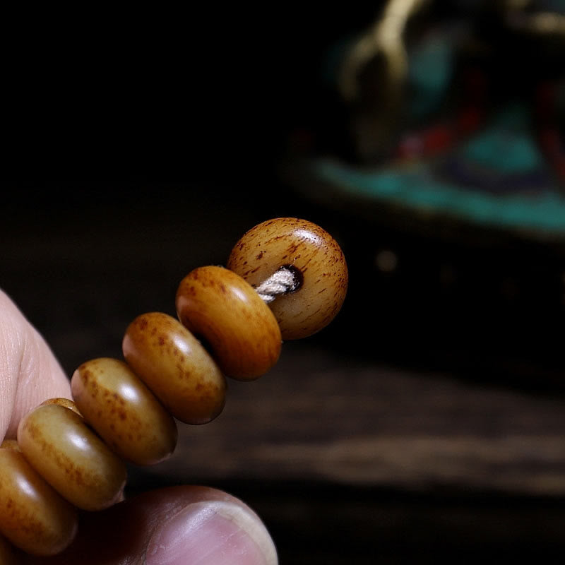 KarmaRipple's Tibet 108 Mala Beadwork Yak Bone Three-eyed Dzi Bead Keep Away Evil Spirits Bracelet p8
