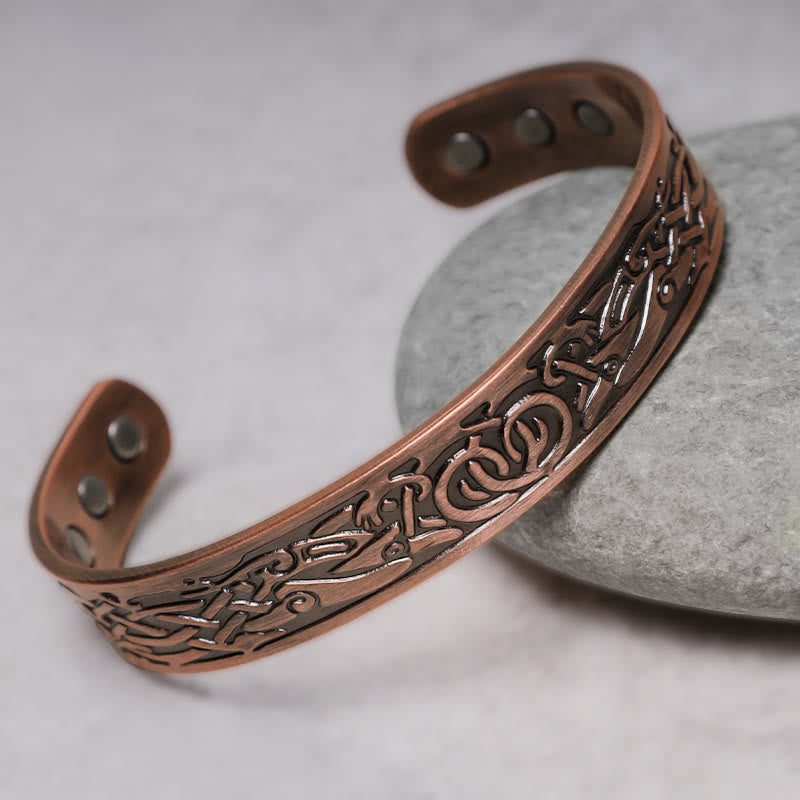 KarmaRipple's Viking Birds Magnetic Bronze Adjustable Cuff Bracelet Bangle p2