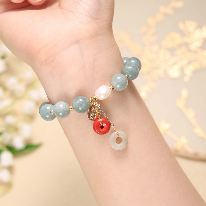 KarmaRipple's Jade Red Agate Peace Buckle Talisman Confidence Bracelet p7