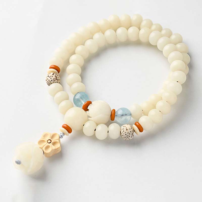 KarmaRipple's Tibetan Ivory Jade Bodhi Lotus Blessing Bracelet p10