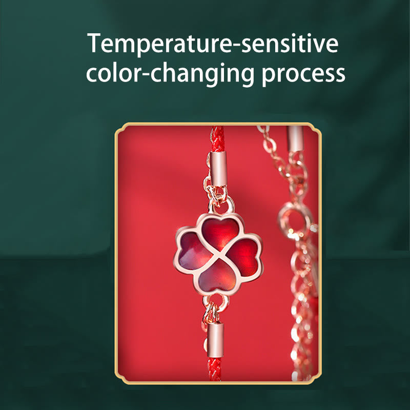 KarmaRipple's 925 Sterling Silver Color-changing Four Leaf Clover Fortune Protection Red String Bracelet p14
