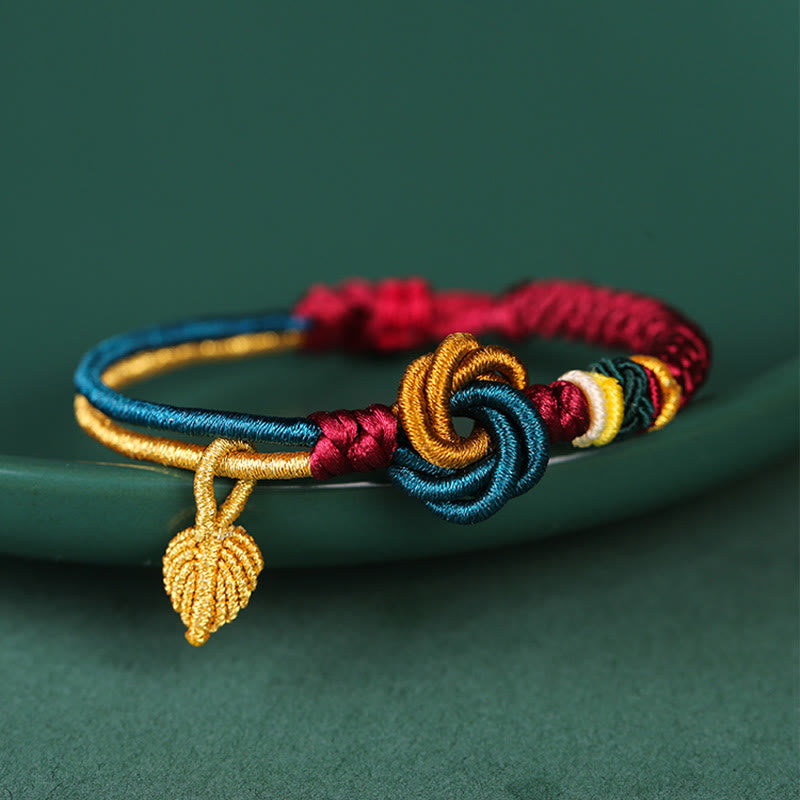KarmaRipple's Tibetan Handmade Mandala Weave Leaf Fortune Rope Bracelet p3