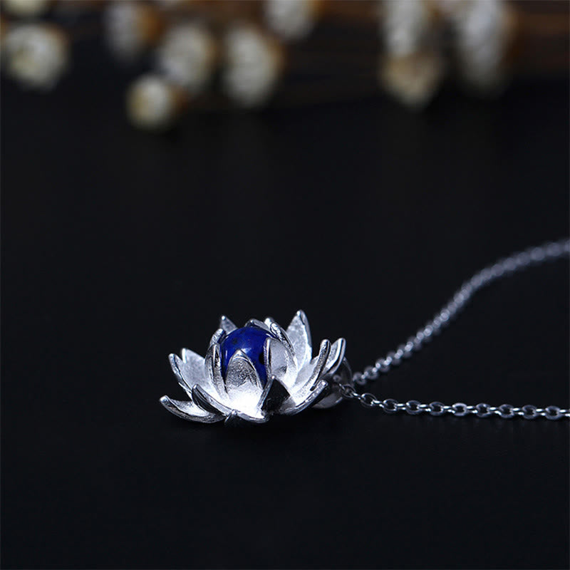 KarmaRipple's 925 Sterling Silver Lazurite Lotus Flower Self Care Pendant Necklace p5