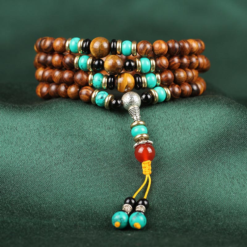 KarmaRipple's 108 Beadwork Rosewood Tiger Eye Mala Balancing Bracelet p1