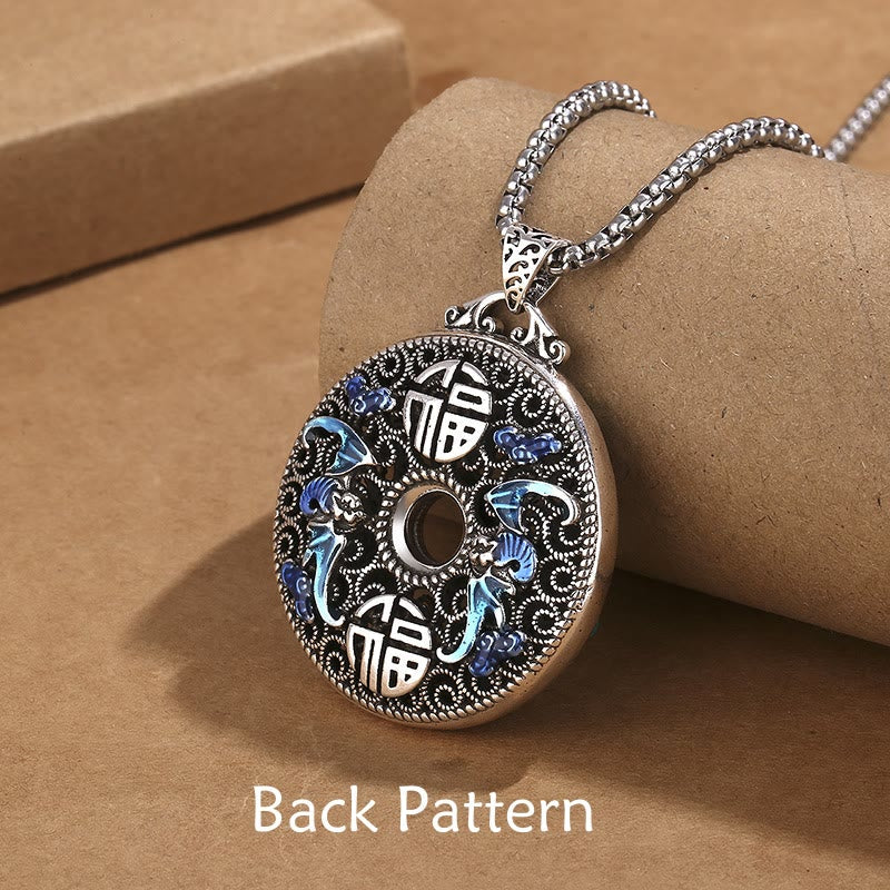 KarmaRipple's Koi Fish Lotus Peace Buckle Fu Character Wealth Fortune Pendant Necklace p5
