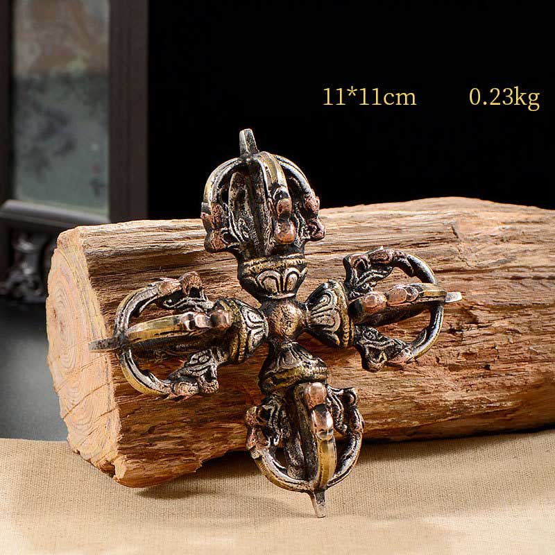 KarmaRipple's Tibetan Handmade 5 Prong Double Dorje Bronze Iron Thunderbolt Strength Vajra p13