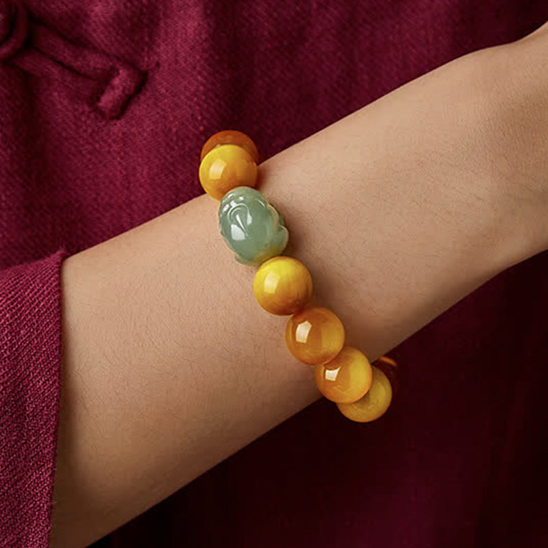 KarmaRipple's Chinese Zodiac Natal Buddha Tiger Eye Pixiu Jade Protection Bracelet p4