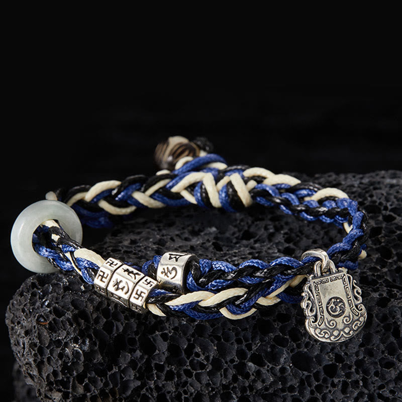 KarmaRipple's 925 Sterling Silver Om Mani Padme Hum Swastika Handmade Protection Bracelet p15