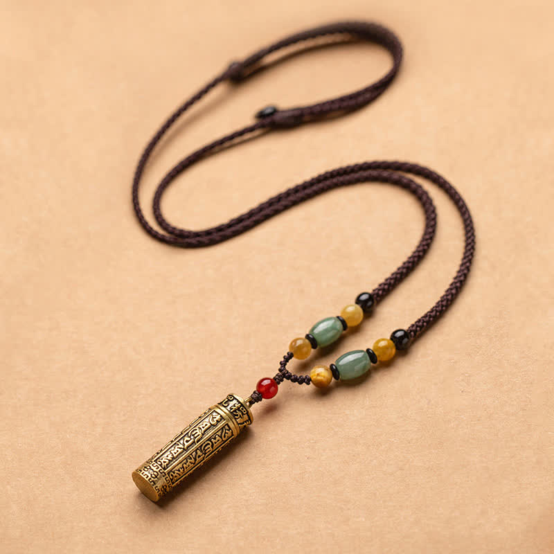 KarmaRipple's Buddhastoneshop Tibet Om Mani Padme Hum Agate Shurangama Sutra Protection Pendant Necklace p1