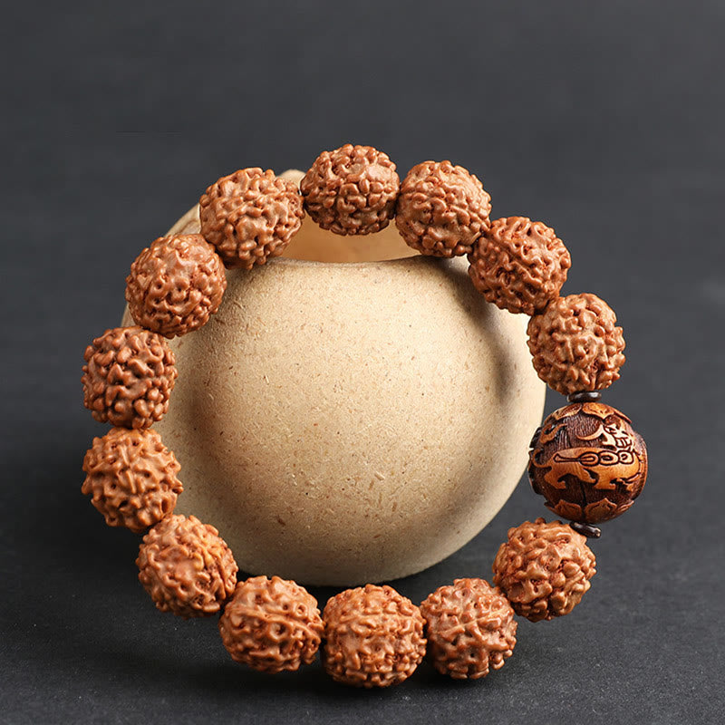 KarmaRipple's Tibet Rudraksha Bodhi Seed PiXiu Bronze Coin Wealth Fortune Bracelet p3
