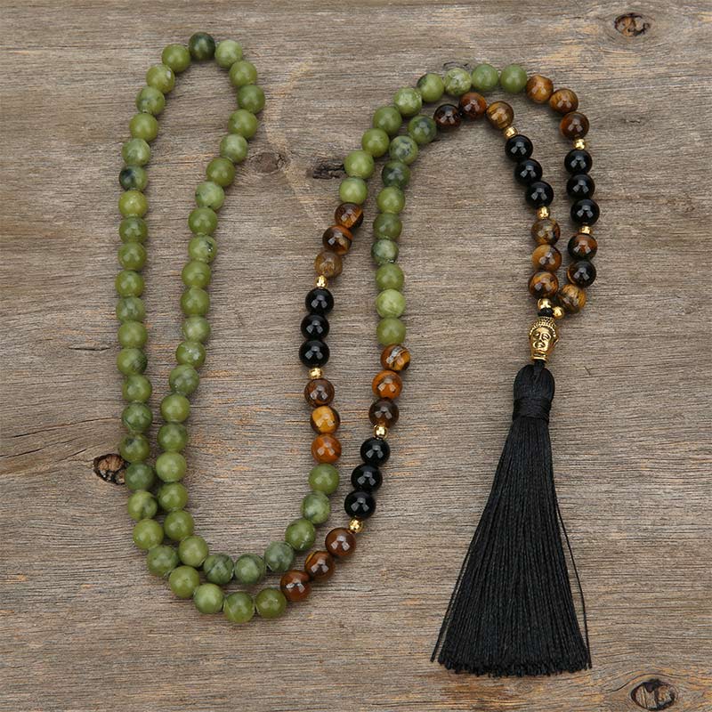 KarmaRipple's Tibetan Green Jasper Protection Mala Bracelet p1